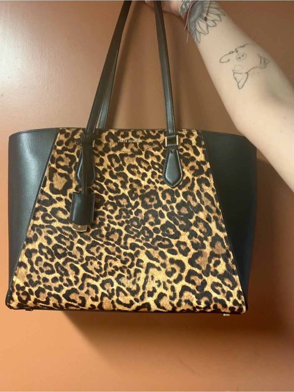 Michael Kors Taryn Leopard Print Tote Calf hair and Leather - Picture 1 of 14